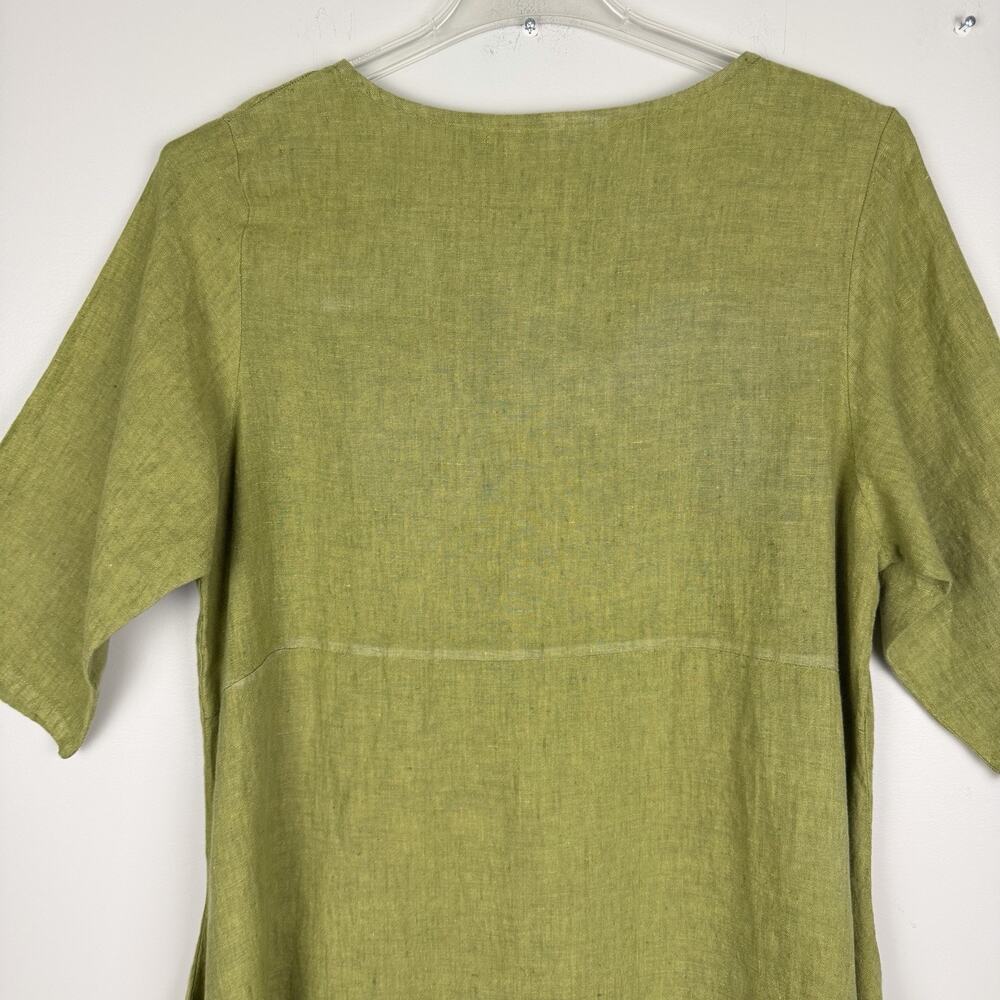 Bryn Walker 100% Linen Maxi Dress Women M Olive Oversized Minimalist Lagenlook - Picture 6 of 8